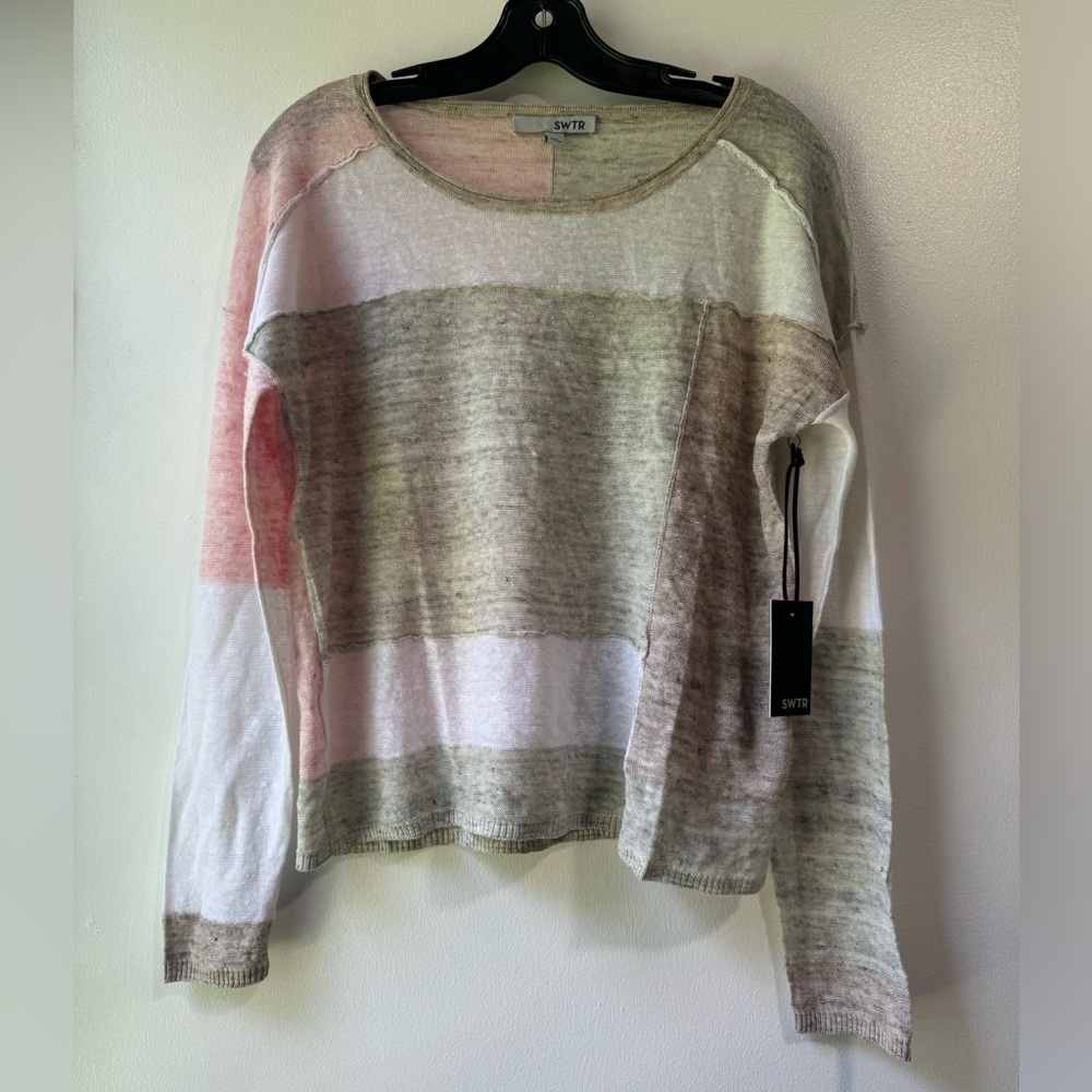 SWTR Linen Color Block Sweater Size Medium
